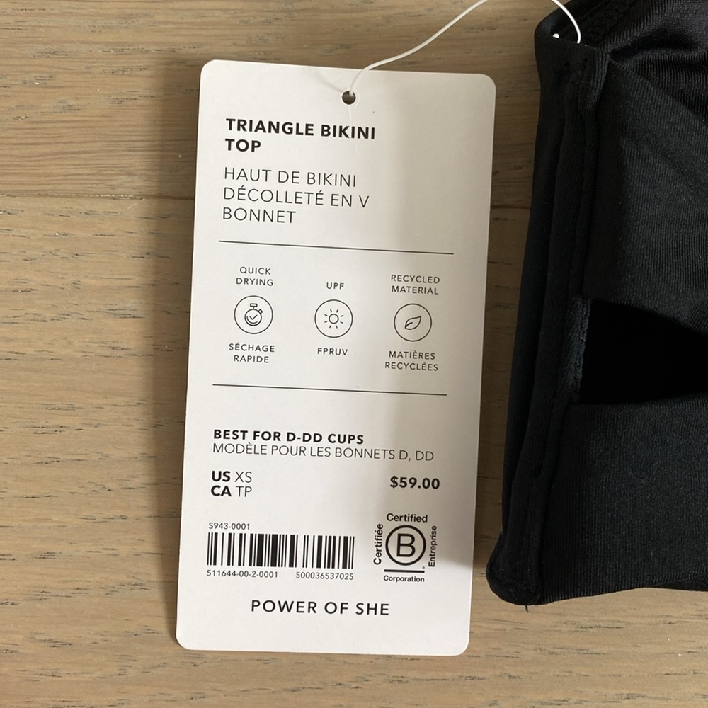 NWT Athleta Black Bikini Top - Picture 3 of 4